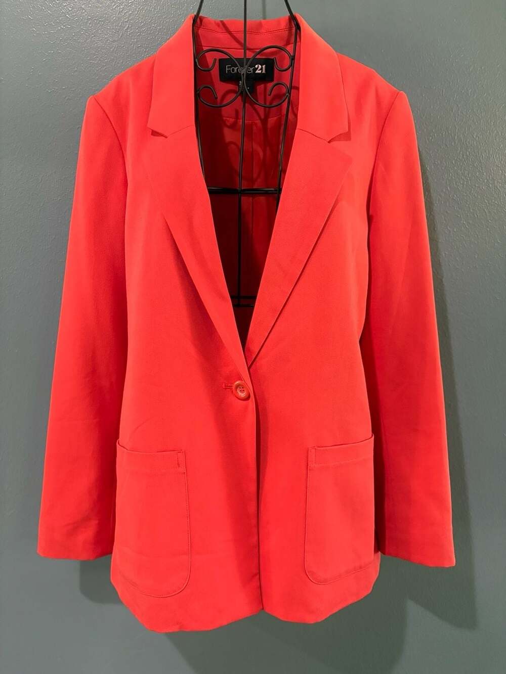 Forever 21 Blazer Size S Coral Red Single Button Jacket